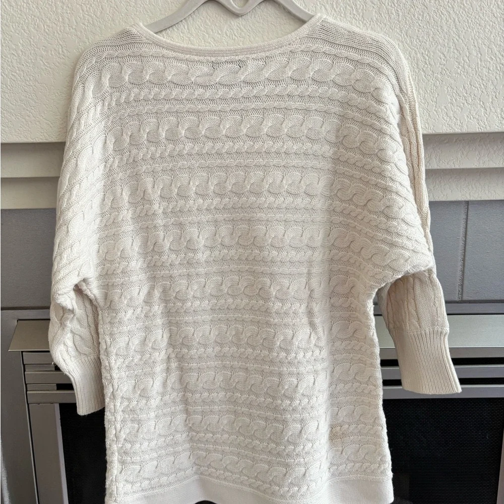 Banana Republic Women's Soft Cream Cable Knit Cowl Neck Sweater LARGE - Picture 7 of 7